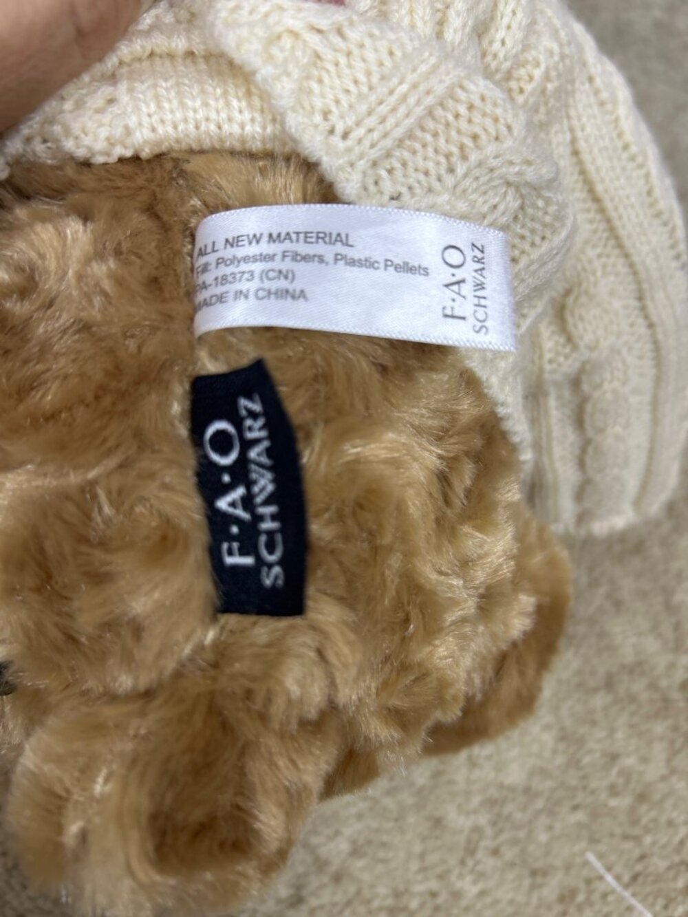 FAO Schwarz Soft Bear Plush 12” Sweater Cardigan Cozy Stuffed Animal Collectible - Picture 8 of 11